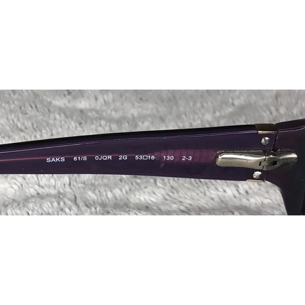 SAKS FIFTH AVENUE 61/S Dark Purple Cat-Eye Womens Sunglasses Frames 53-16-130